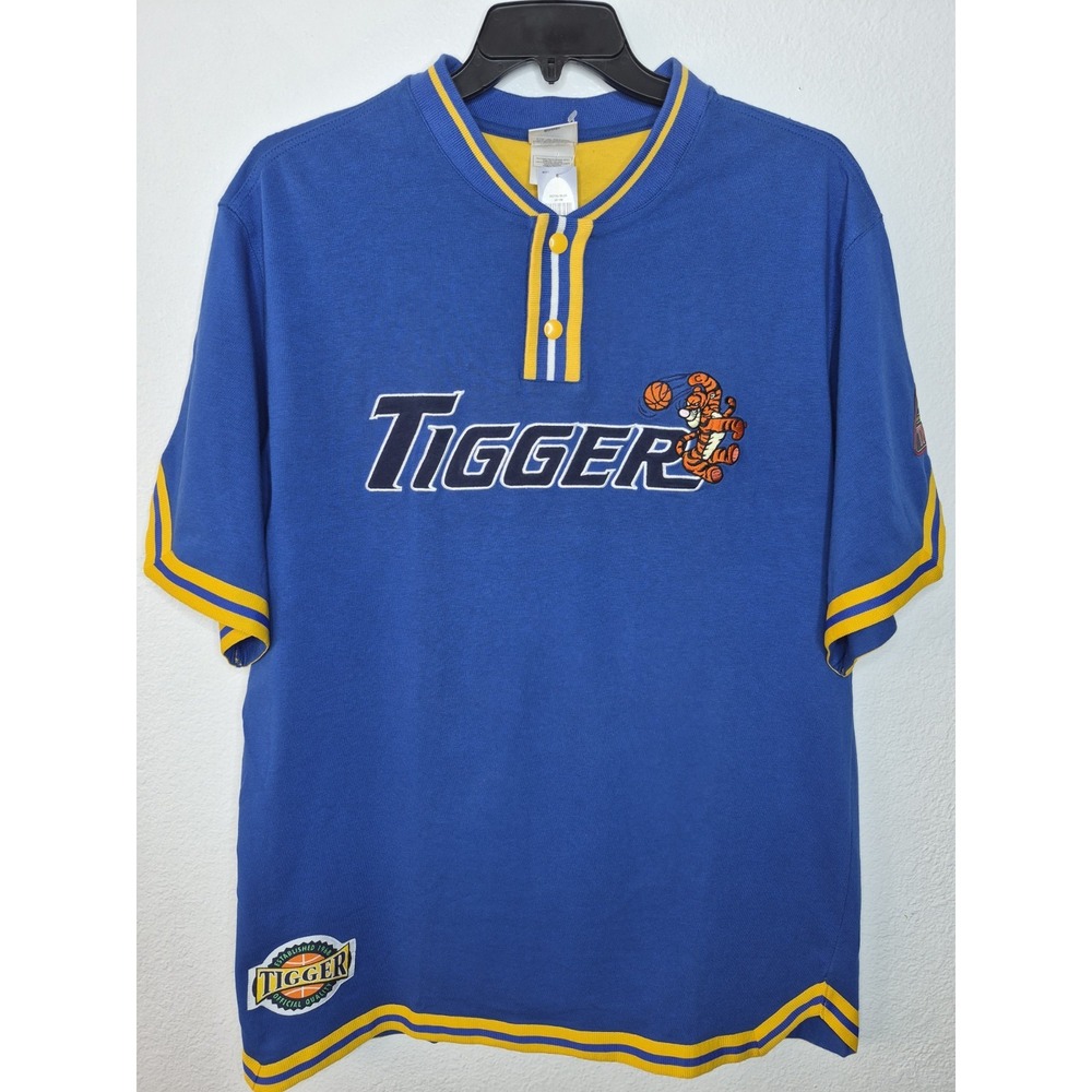 NWT Vintage Disney Store Tigger Jersey Shirt Mens Med Blue Oversized Y2K 23x32